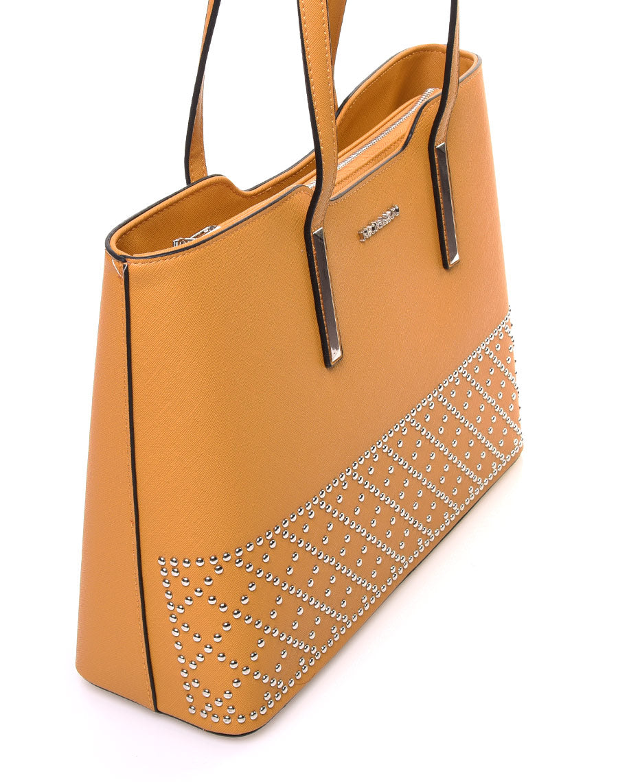 Sac cabas clouté jaune moutarde