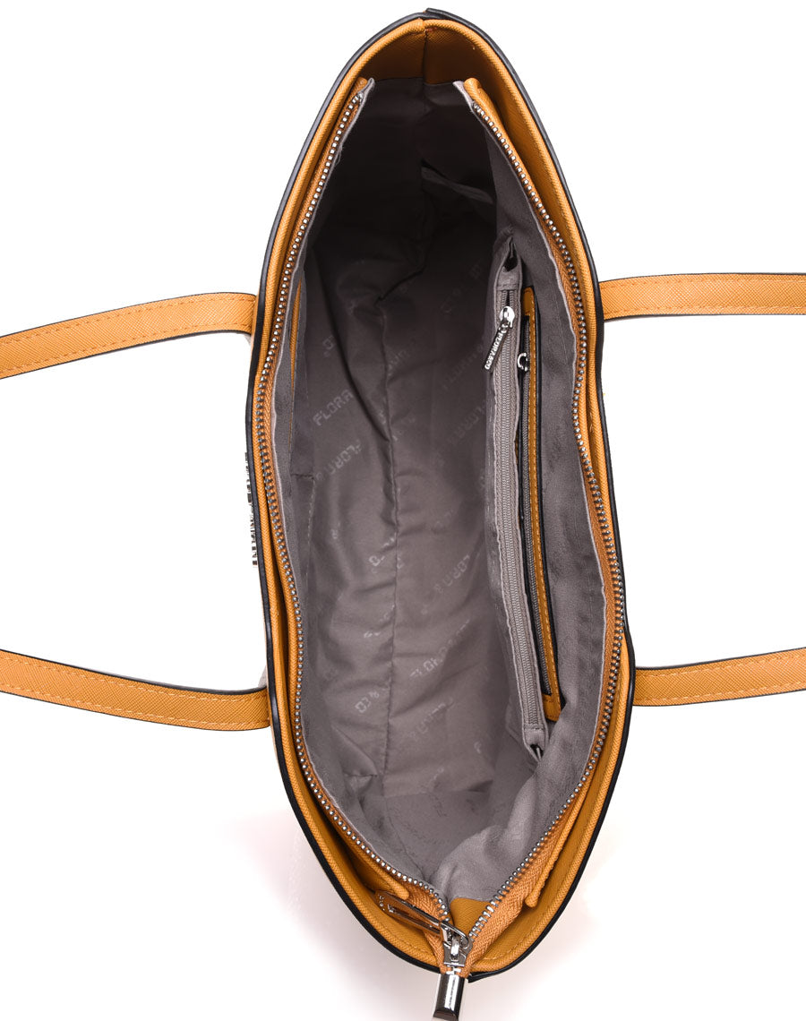 Sac cabas clouté jaune moutarde