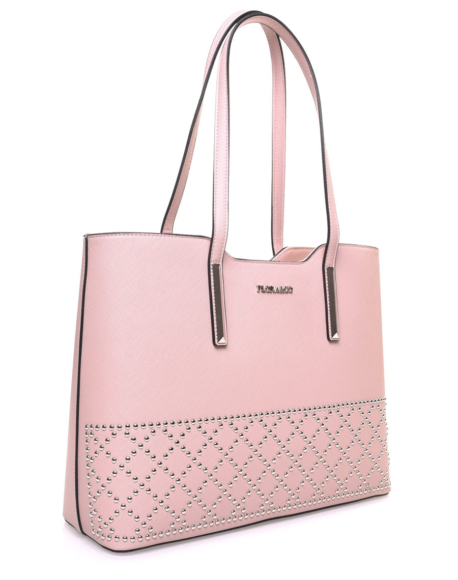 Sac cabas clouté rose pale