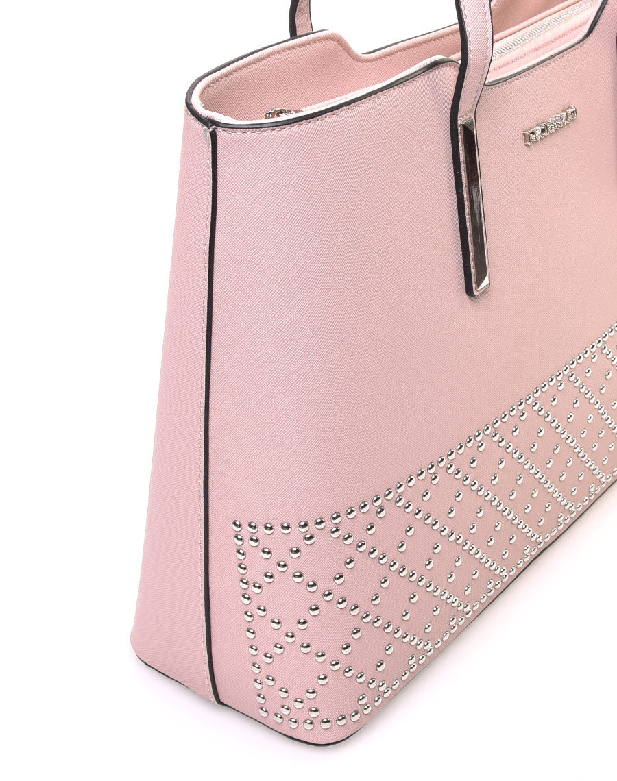 Sac cabas clouté rose pale