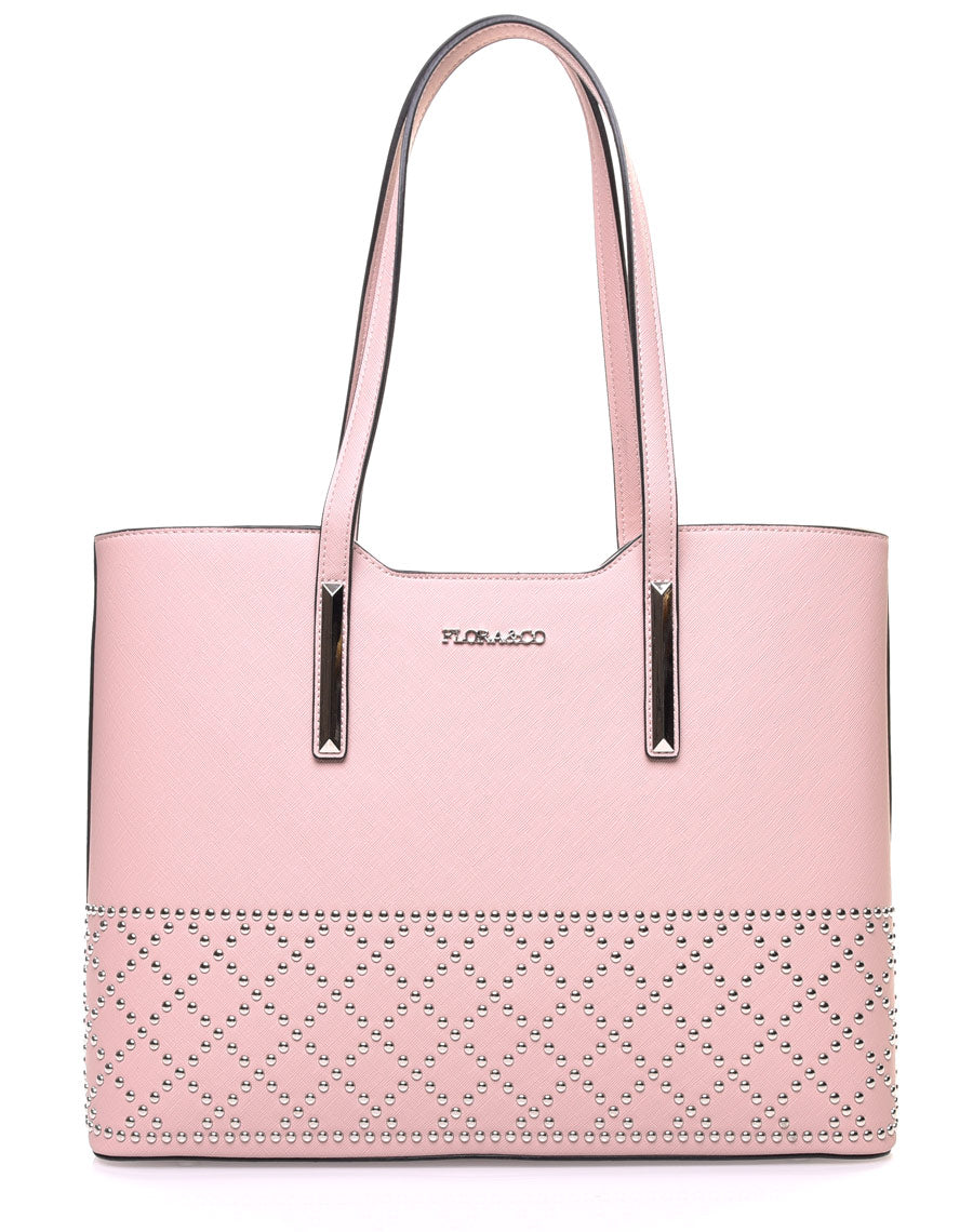 Sac cabas clouté rose pale