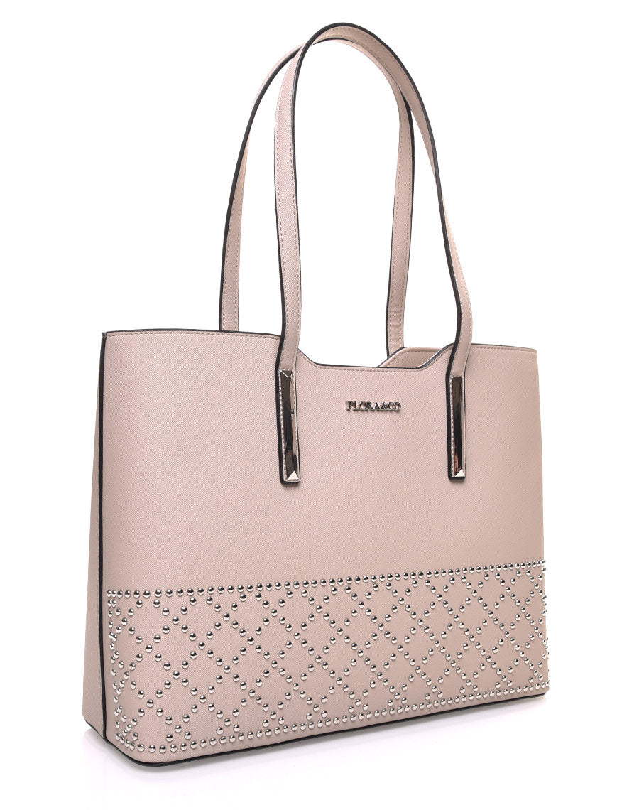 Sac cabas clouté taupe
