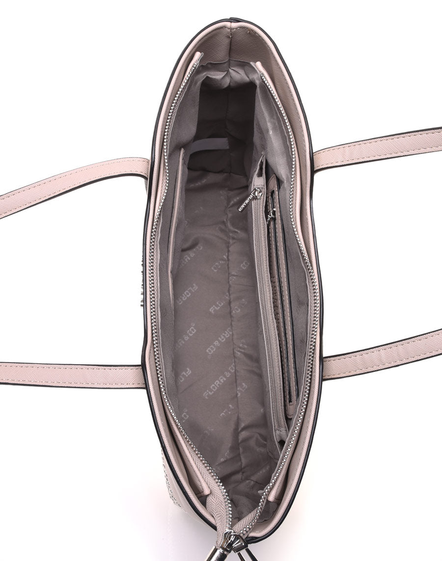 Sac cabas clouté taupe