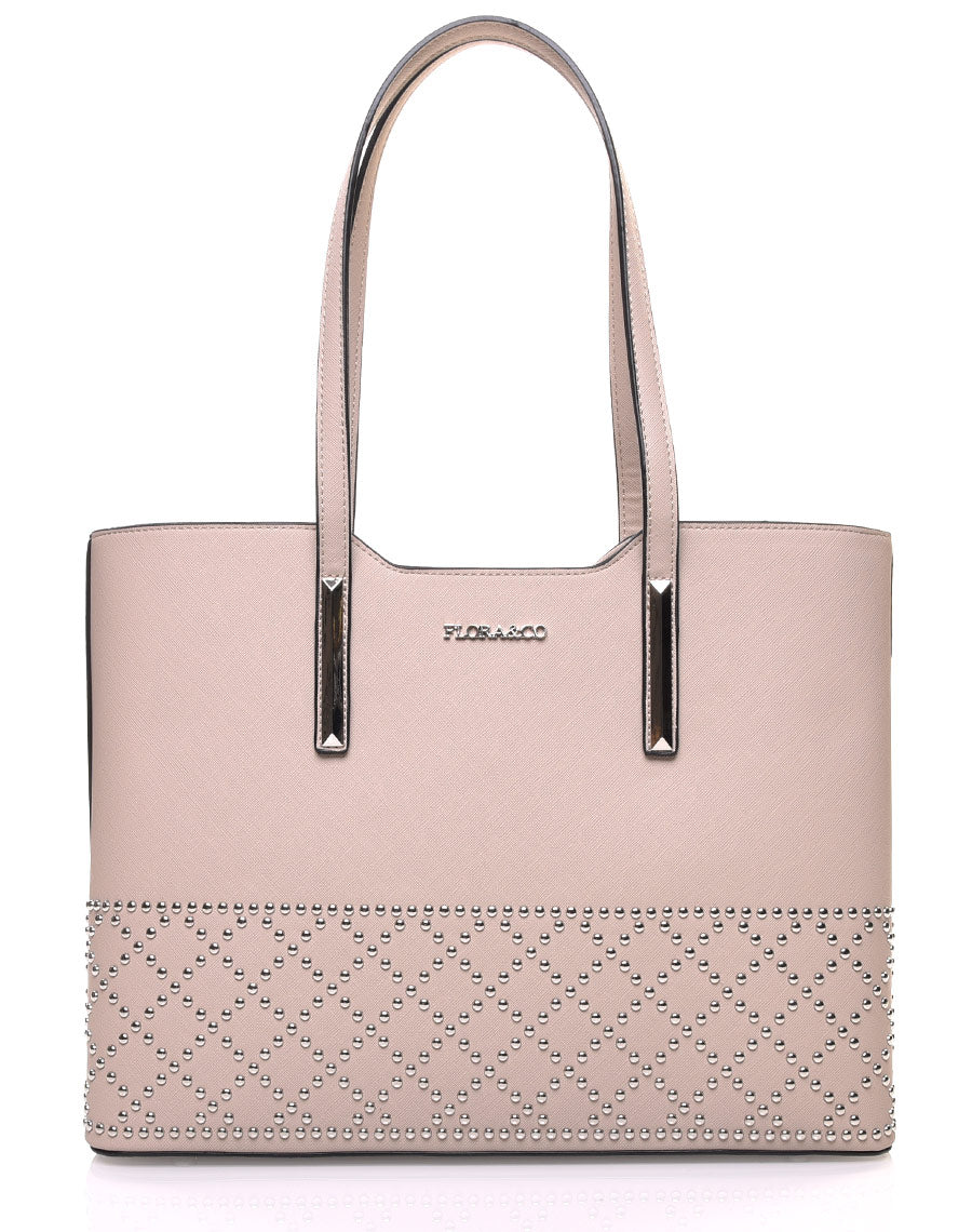 Sac cabas clouté taupe