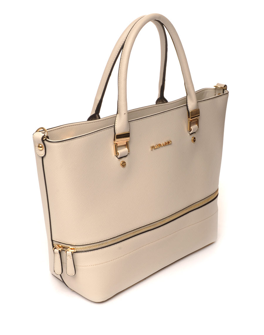 Sac cabas gris clair zippé