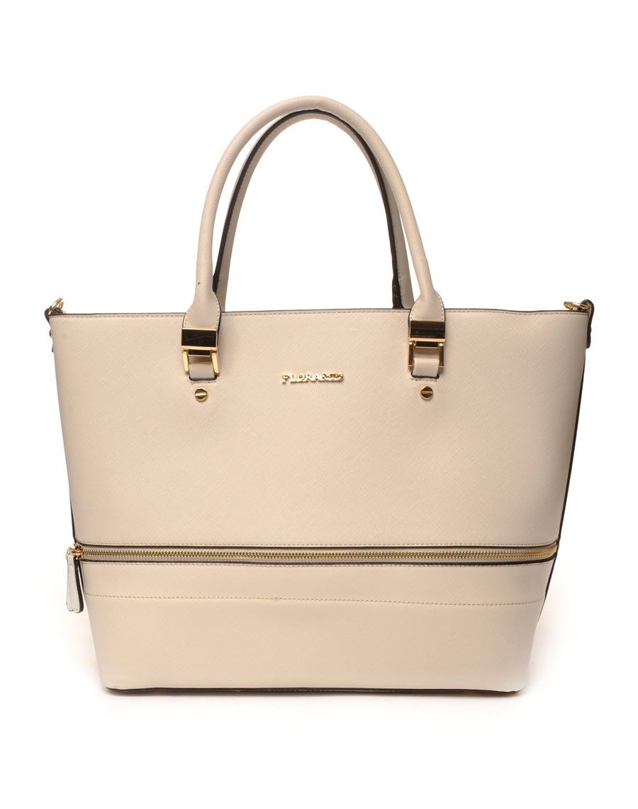 Sac cabas gris clair zippé