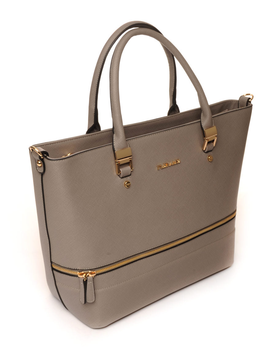 Sac cabas gris souris zippé