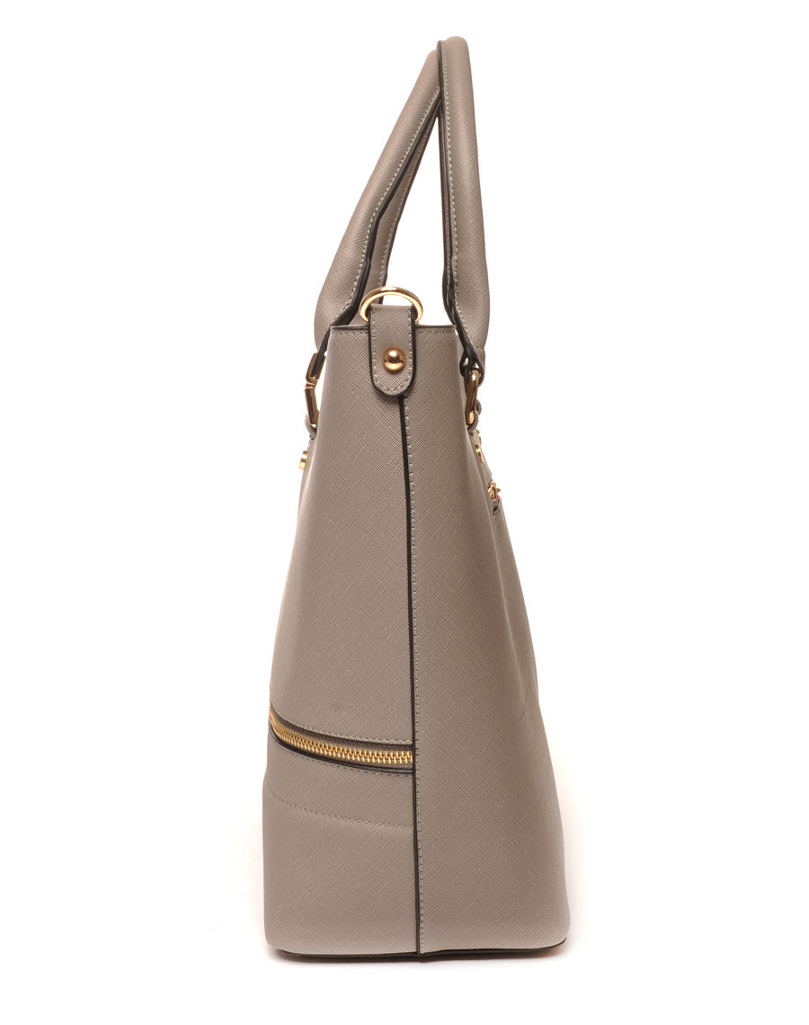 Sac cabas gris souris zippé