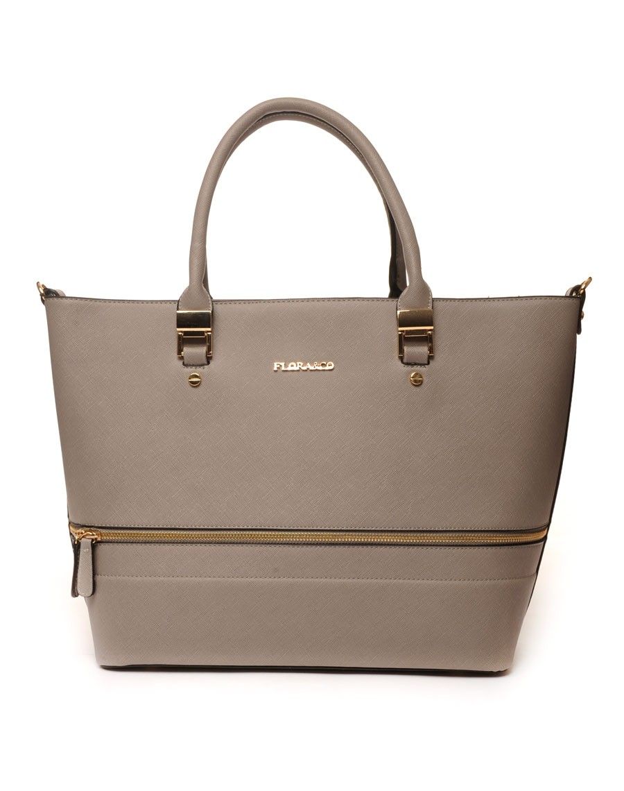 Sac cabas gris souris zippé