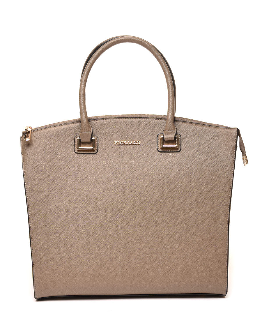 Sac cabas haut arrondi taupe
