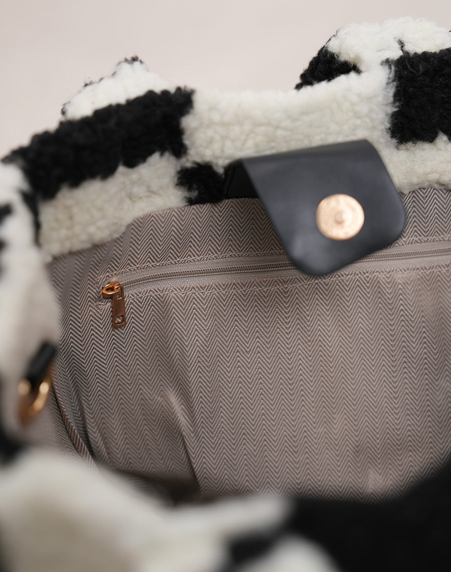 Sac cabas noir et blanc damier