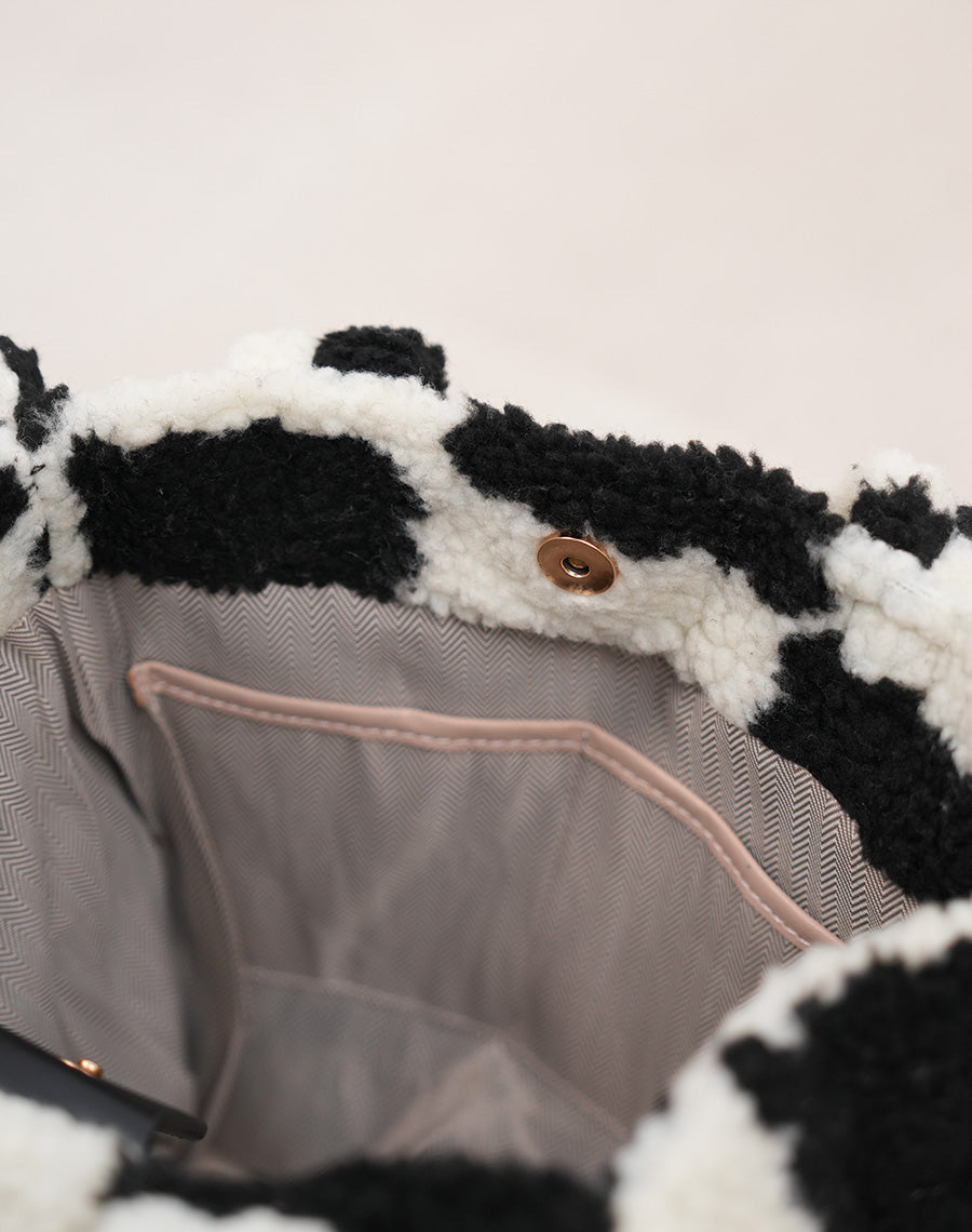 Sac cabas noir et blanc damier