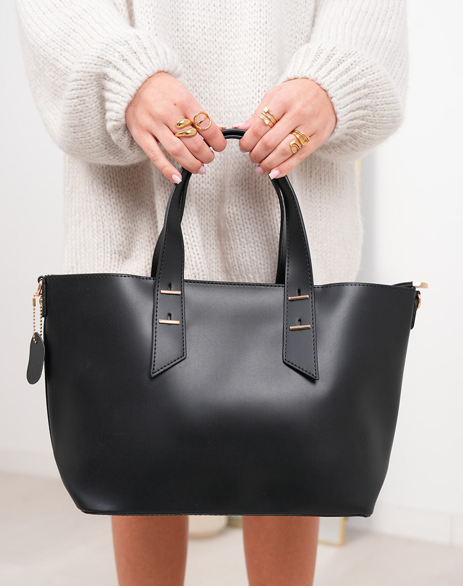 Sac cabas noir mat