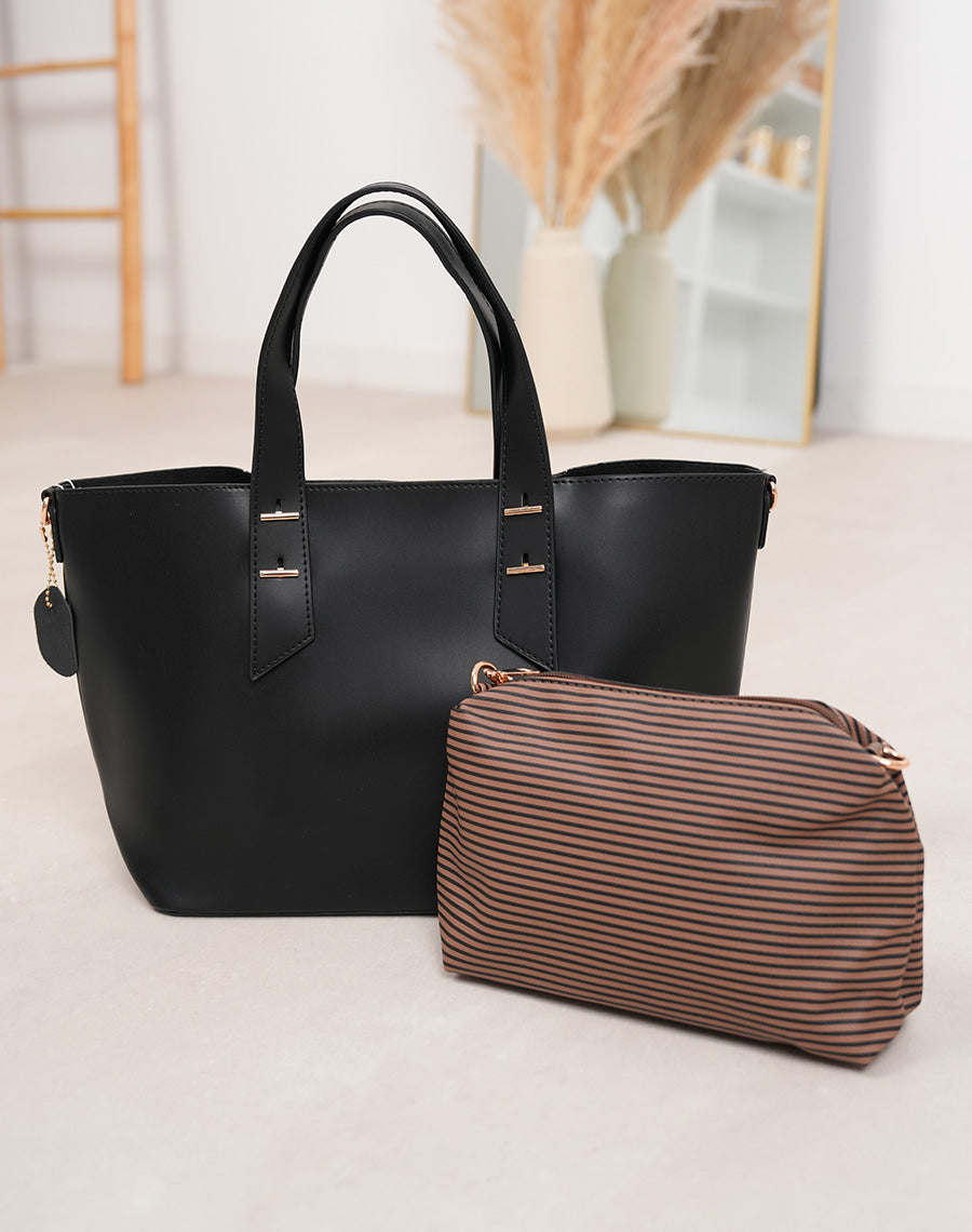 Sac cabas noir mat