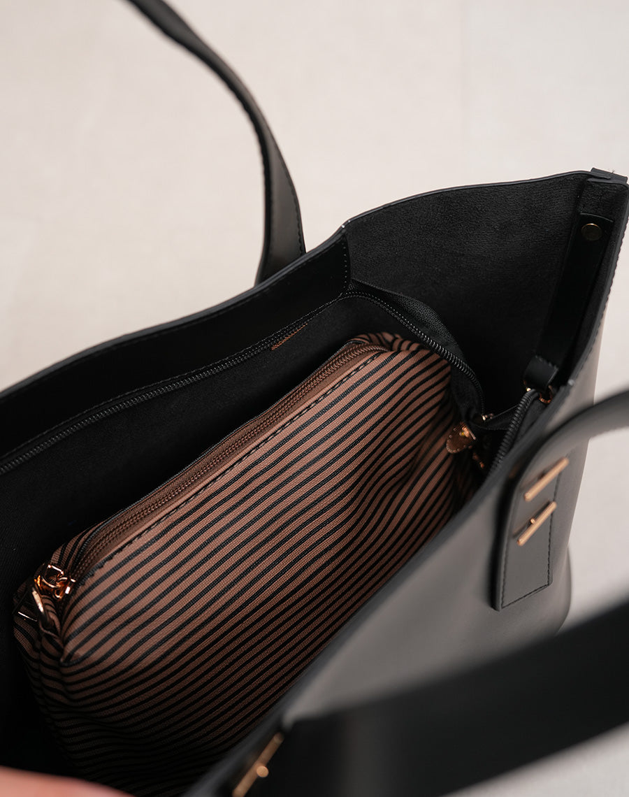 Sac cabas noir mat