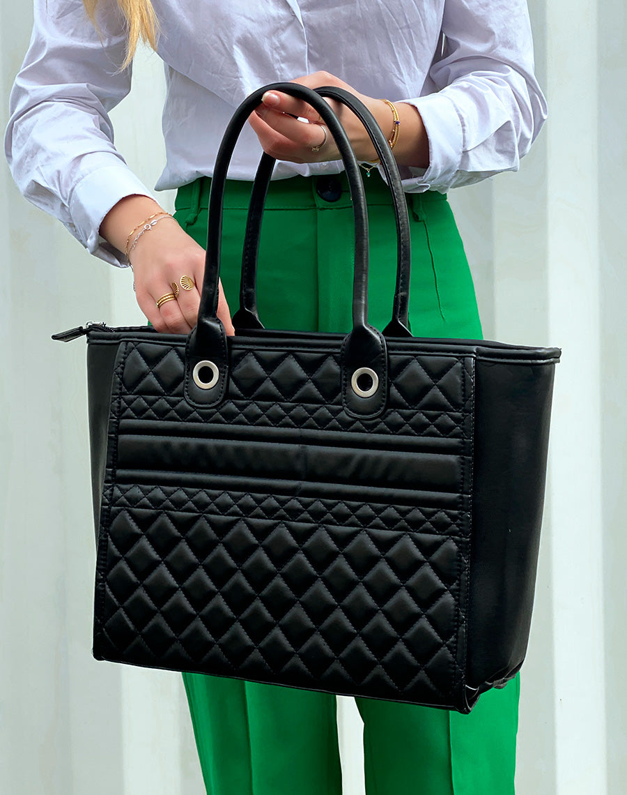 Sac cabas noir matelassé
