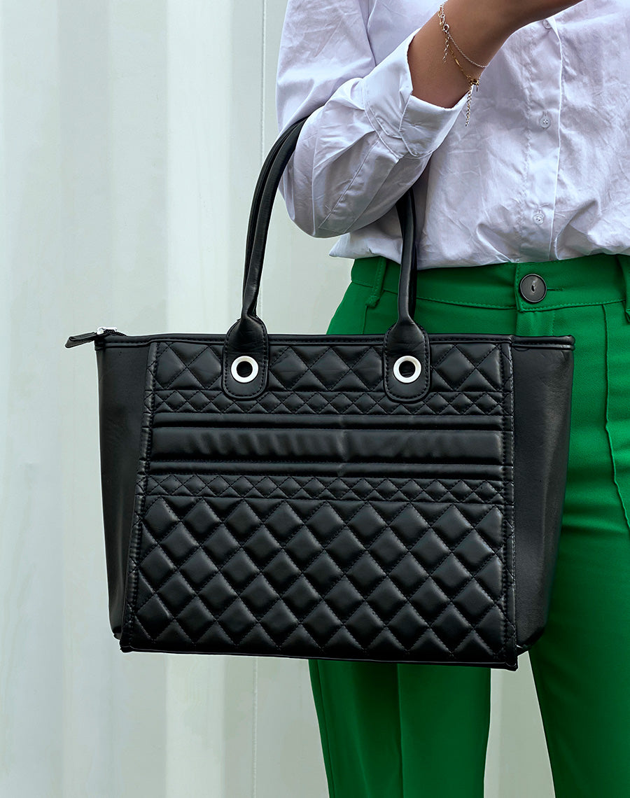 Sac cabas noir matelassé