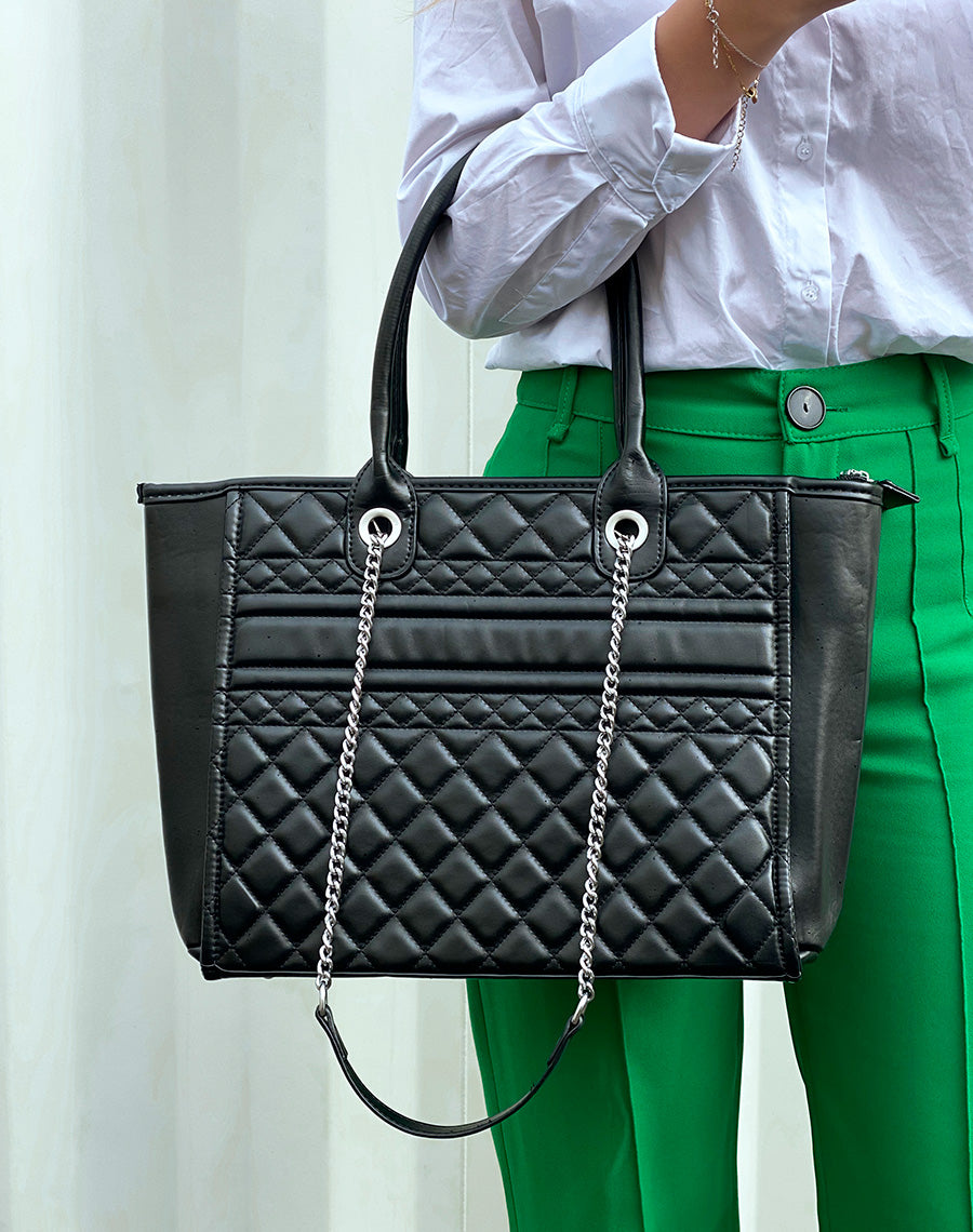 Sac cabas noir matelassé