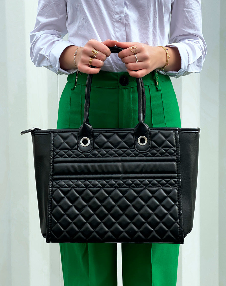 Sac cabas noir matelassé