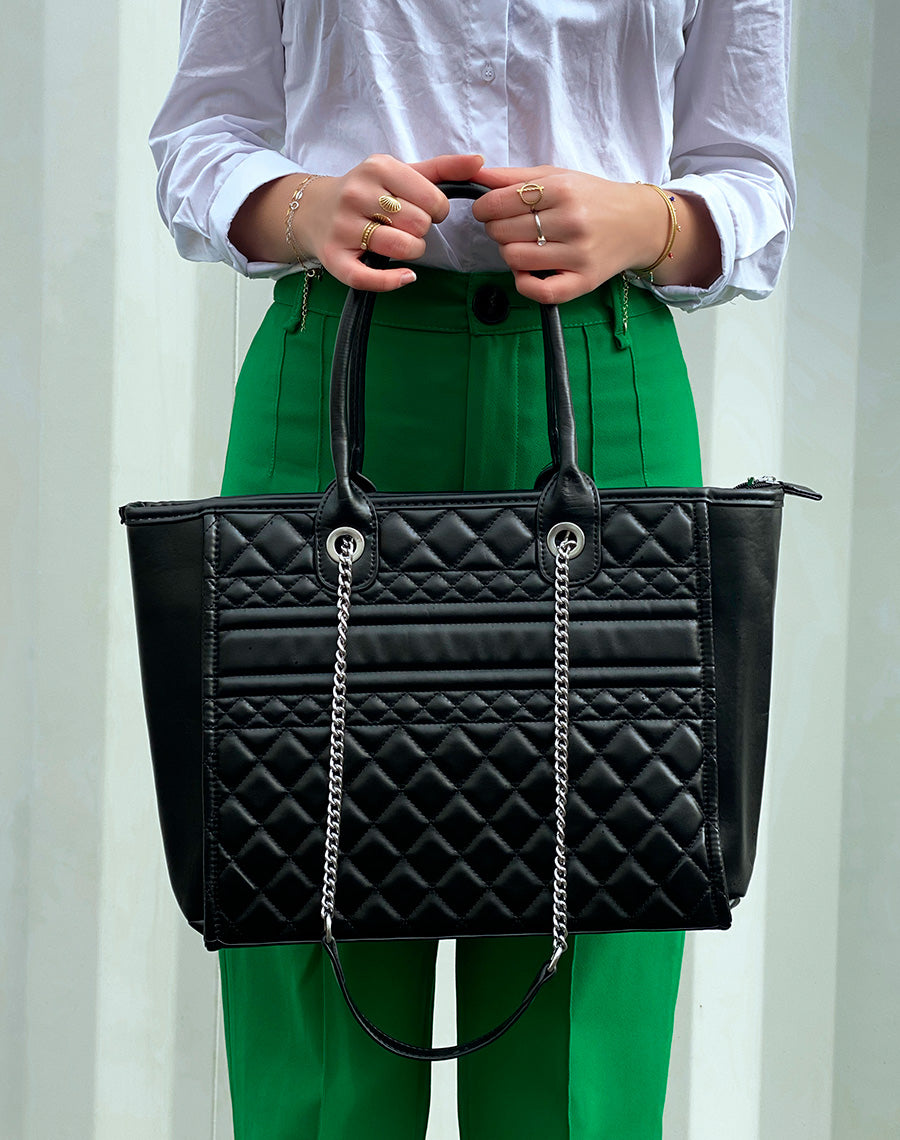 Sac cabas noir matelassé