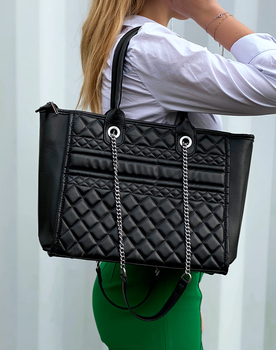 Sac cabas noir matelassé