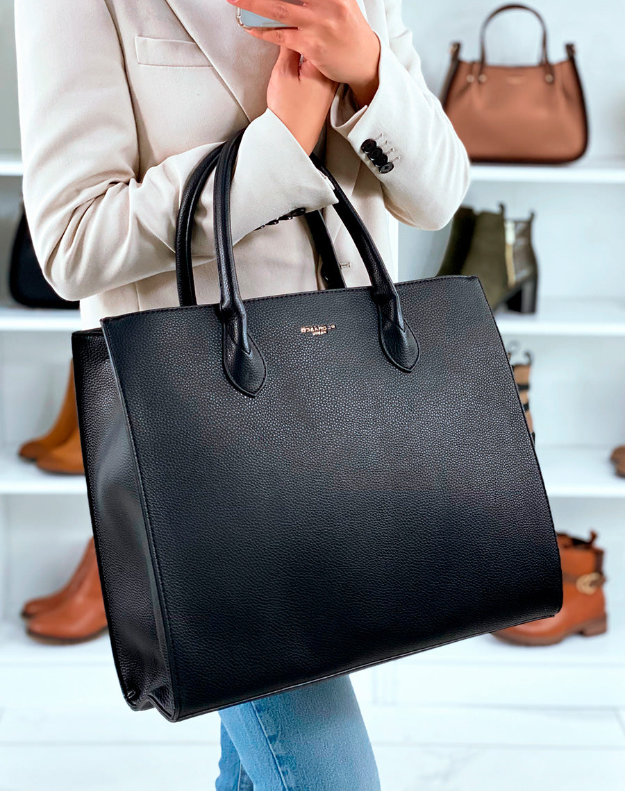 SAC CABAS NOIR PRATIQUE ET GLAMOUR