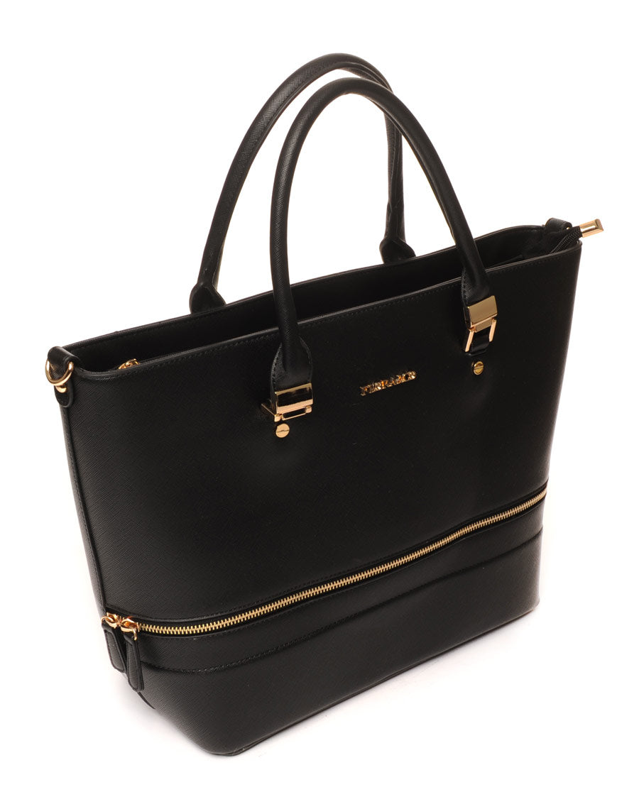 Sac cabas noir zippé