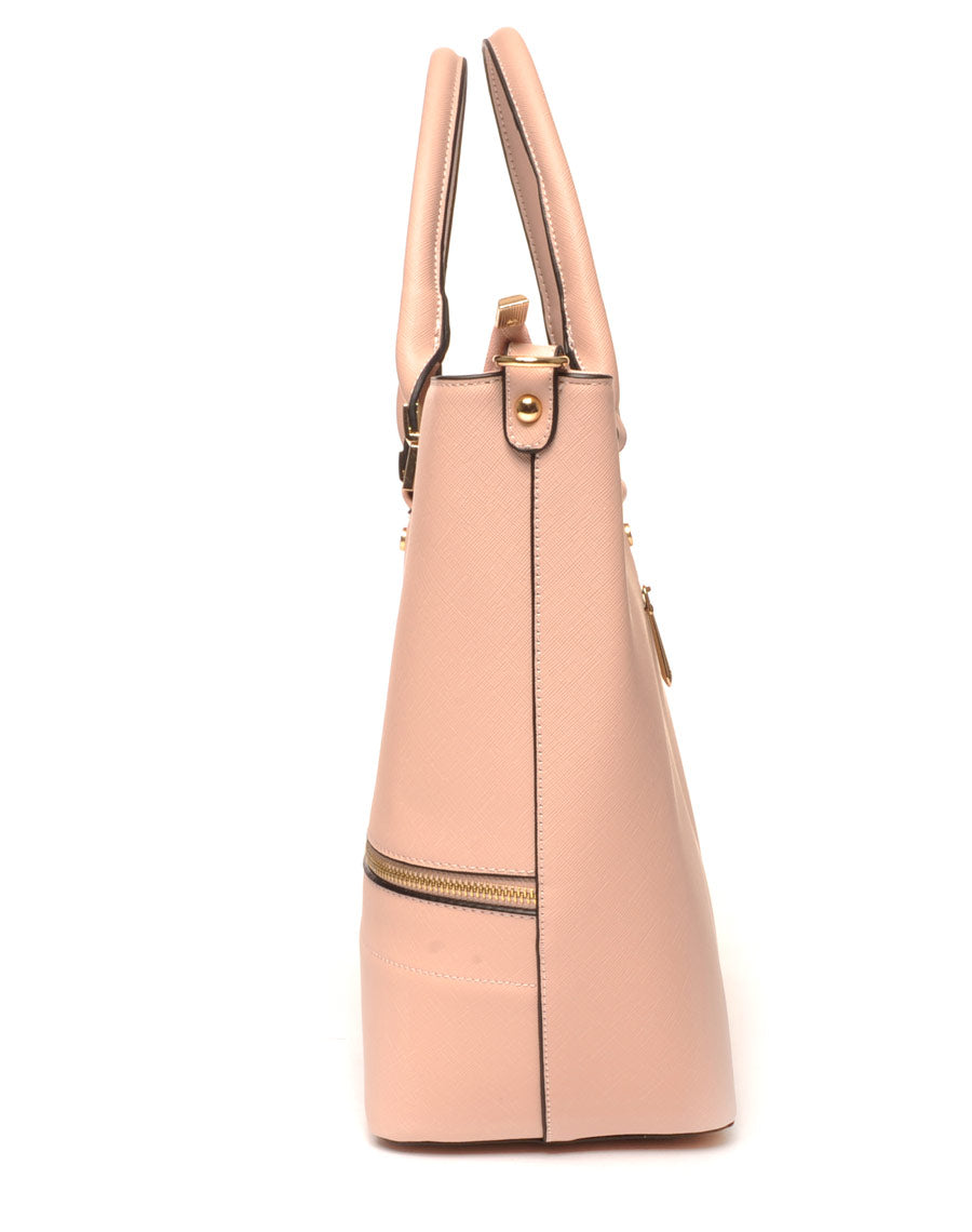 Sac cabas rose pale zippé