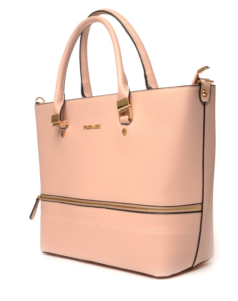 Sac cabas rose pale zippé