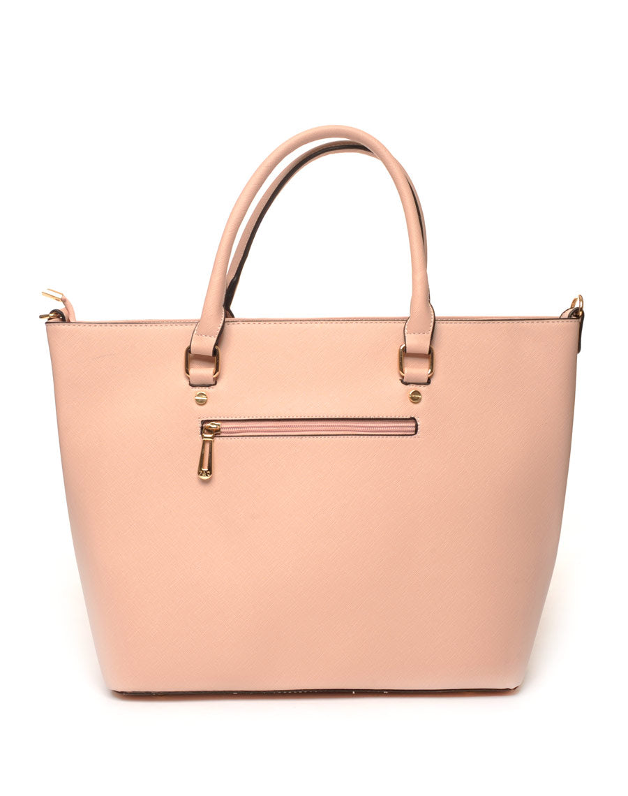 Sac cabas rose pale zippé