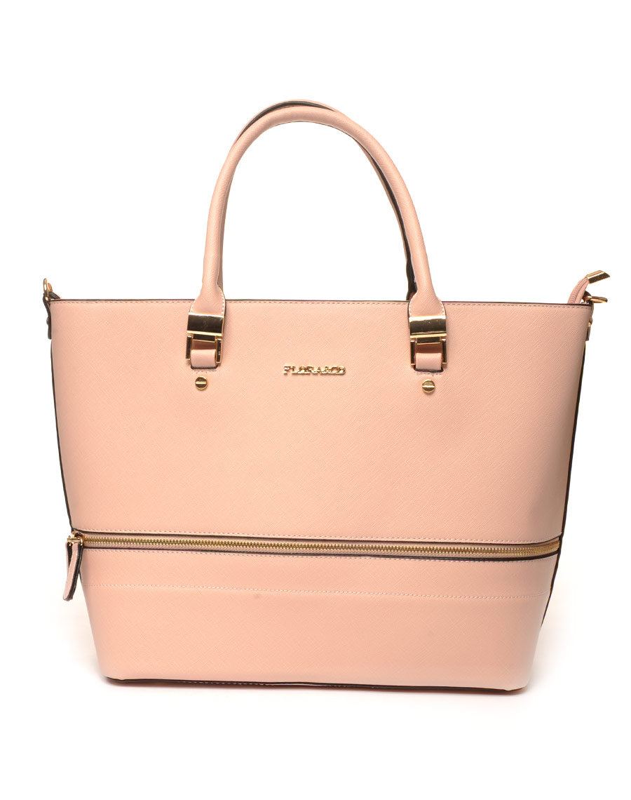 Sac cabas rose pale zippé