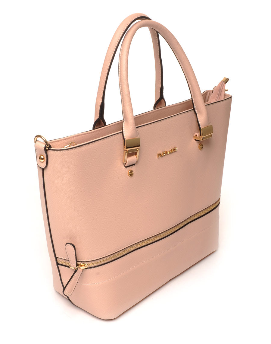 Sac cabas rose pale zippé
