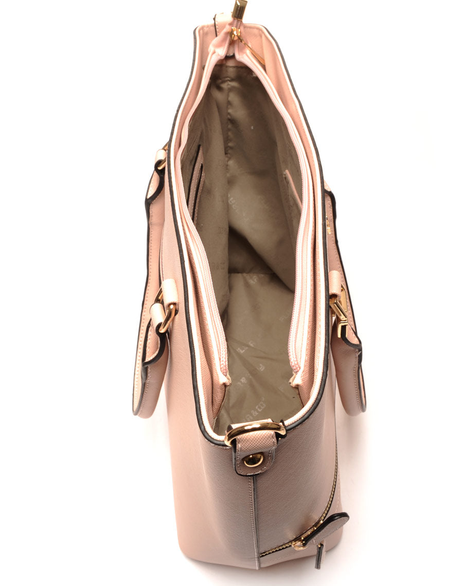 Sac cabas rose pale zippé