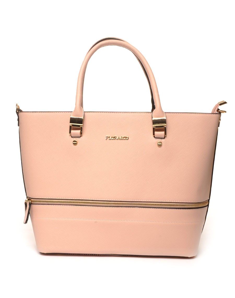Sac cabas rose pale zippé