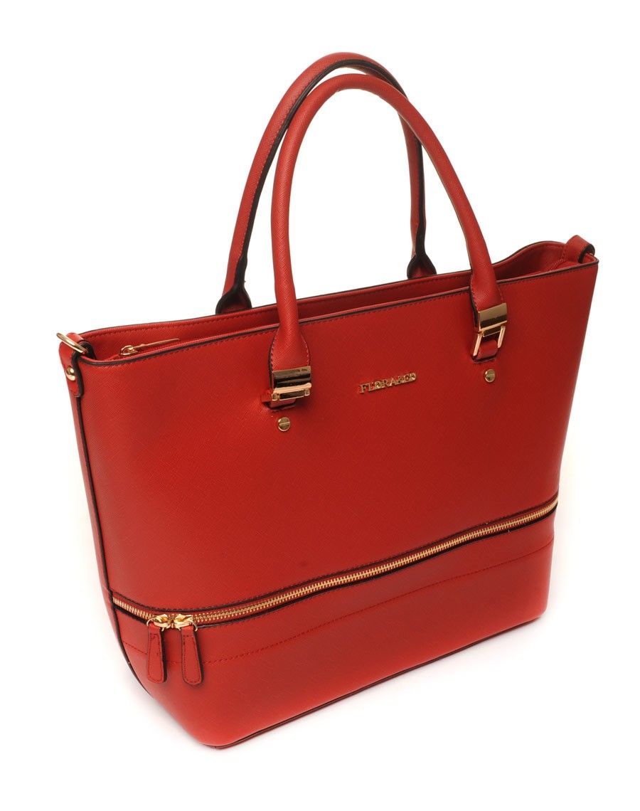 Sac cabas rouge zippé