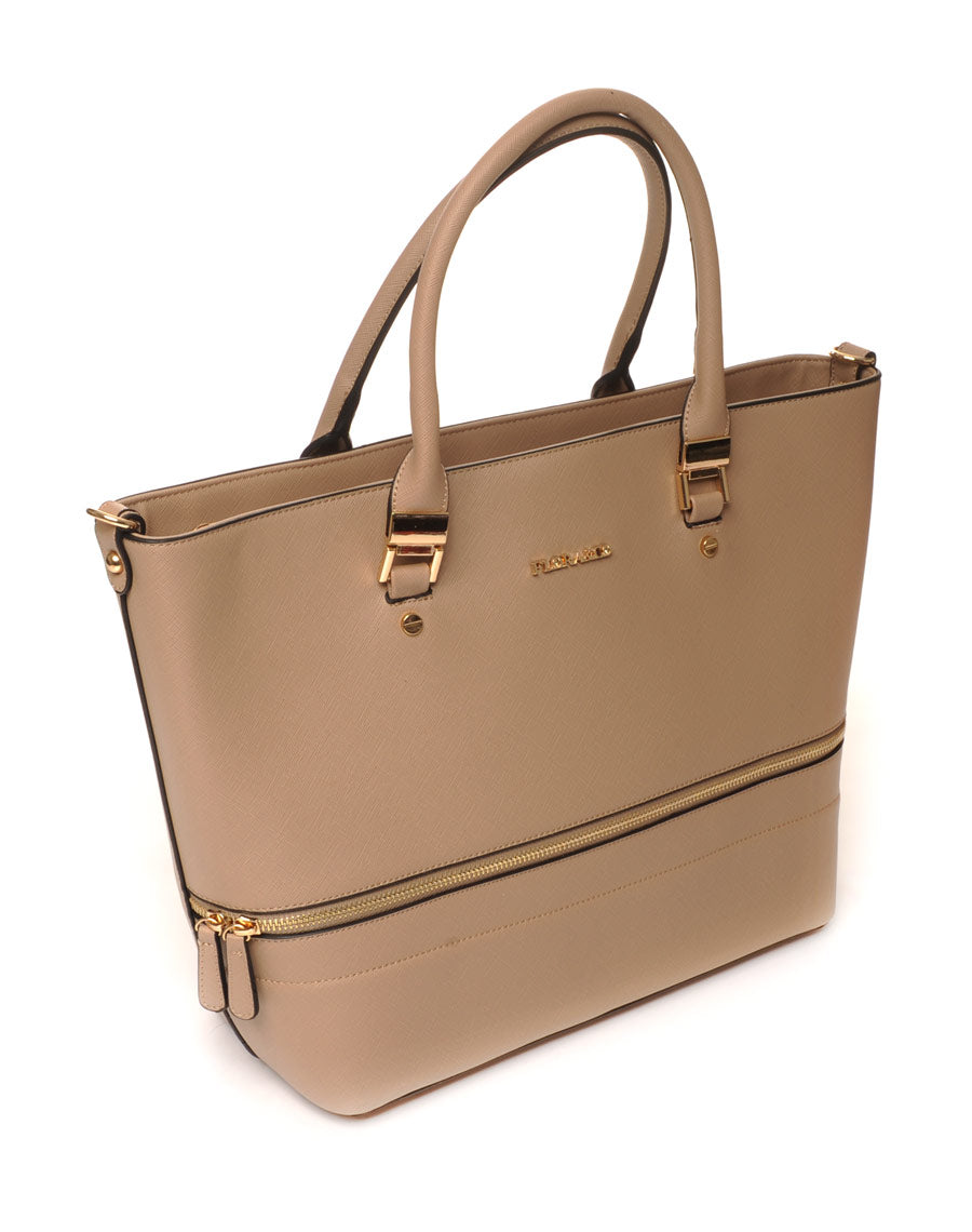 Sac cabas taupe zippé