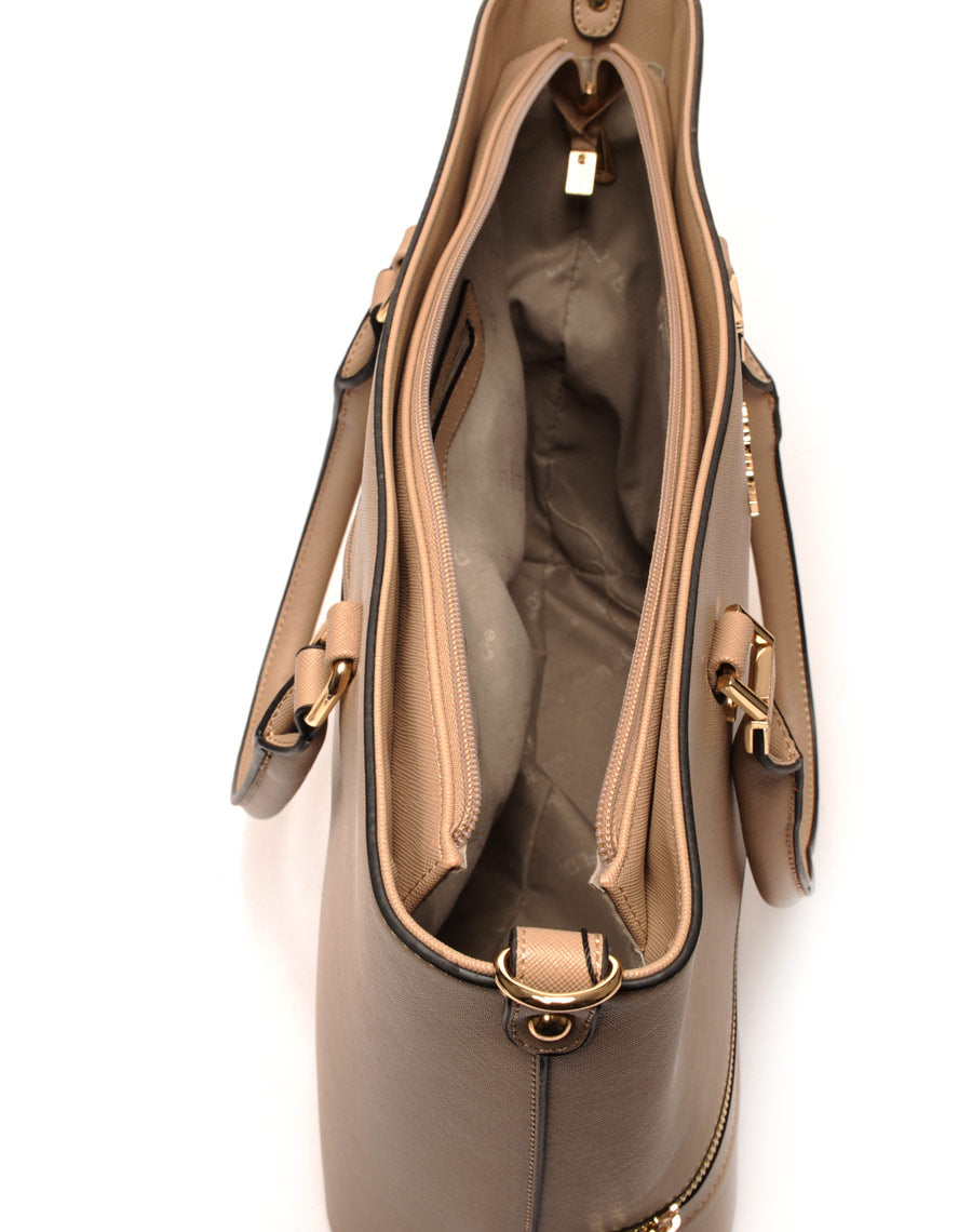 Sac cabas taupe zippé