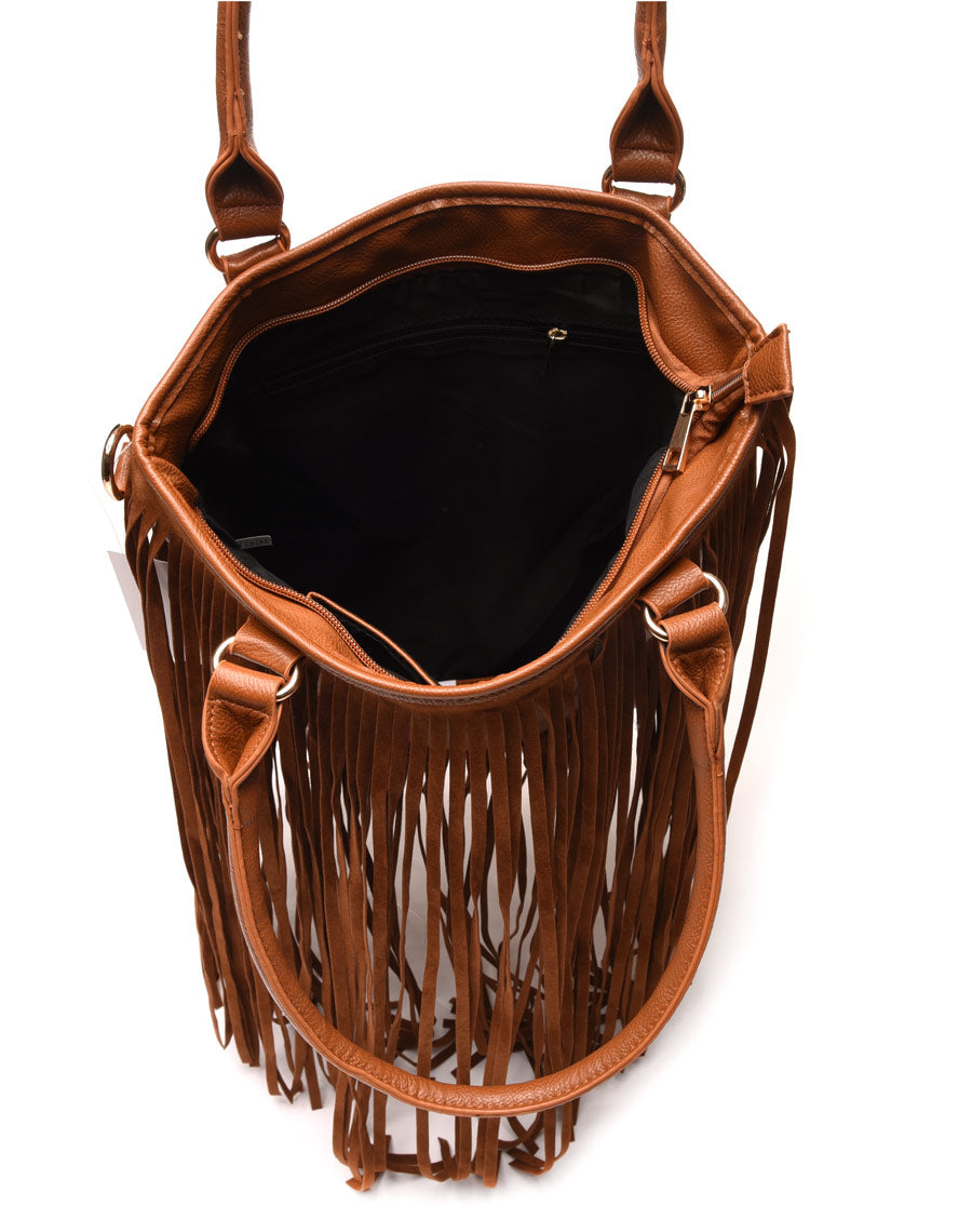 Sac camel à franges