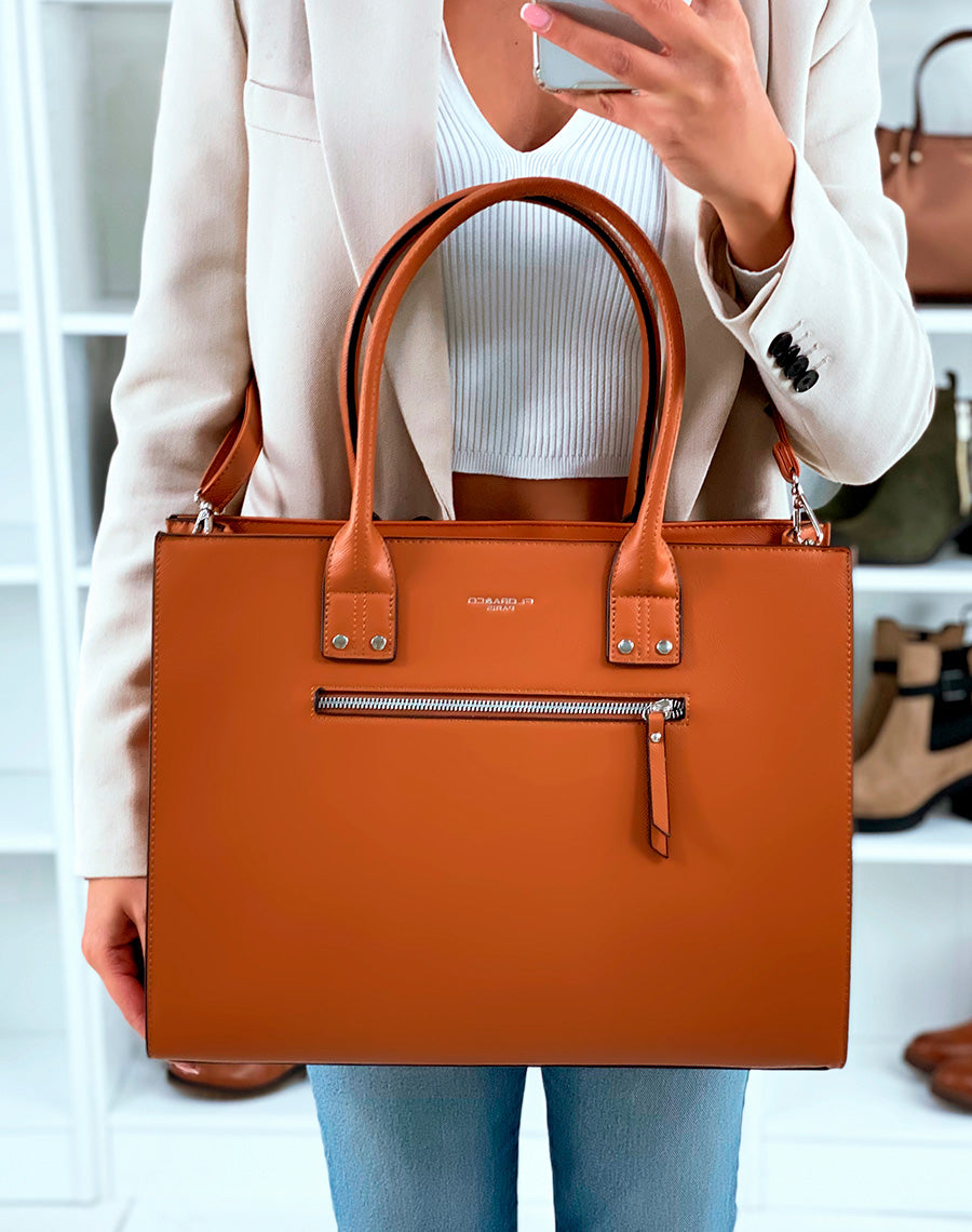 SAC CAMEL INDISPENSABLE ? POCHE ? L?AVANT ET ? L?ARRI?RE