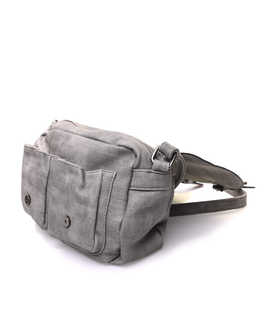 Sac cartable gris croisé