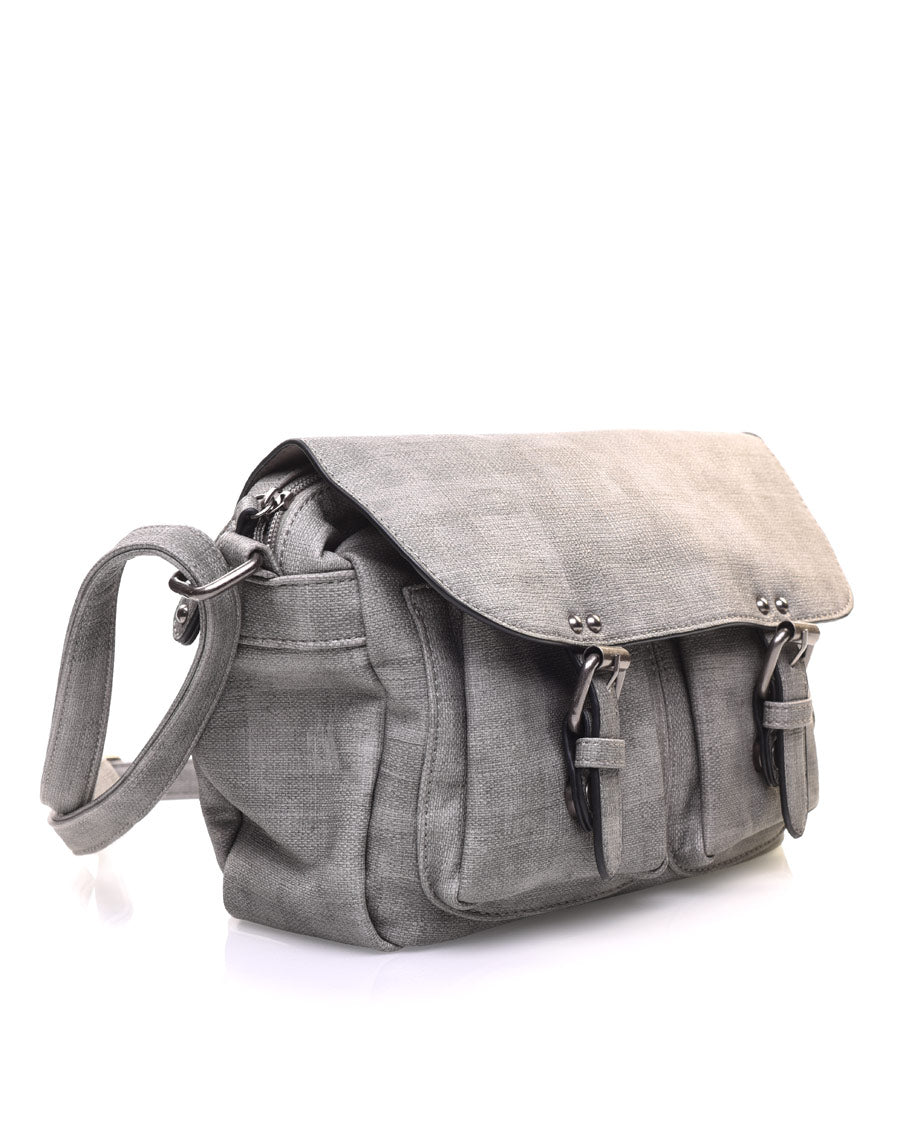 Sac cartable gris croisé