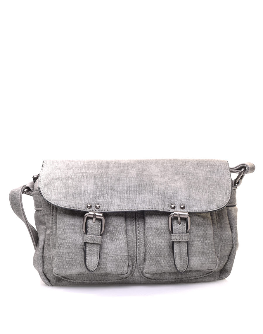 Sac cartable gris croisé
