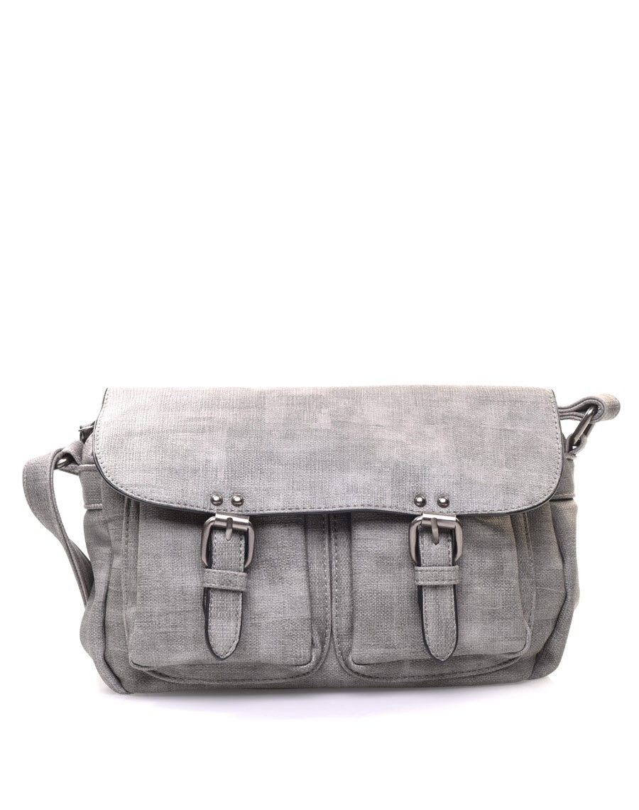Sac cartable gris croisé