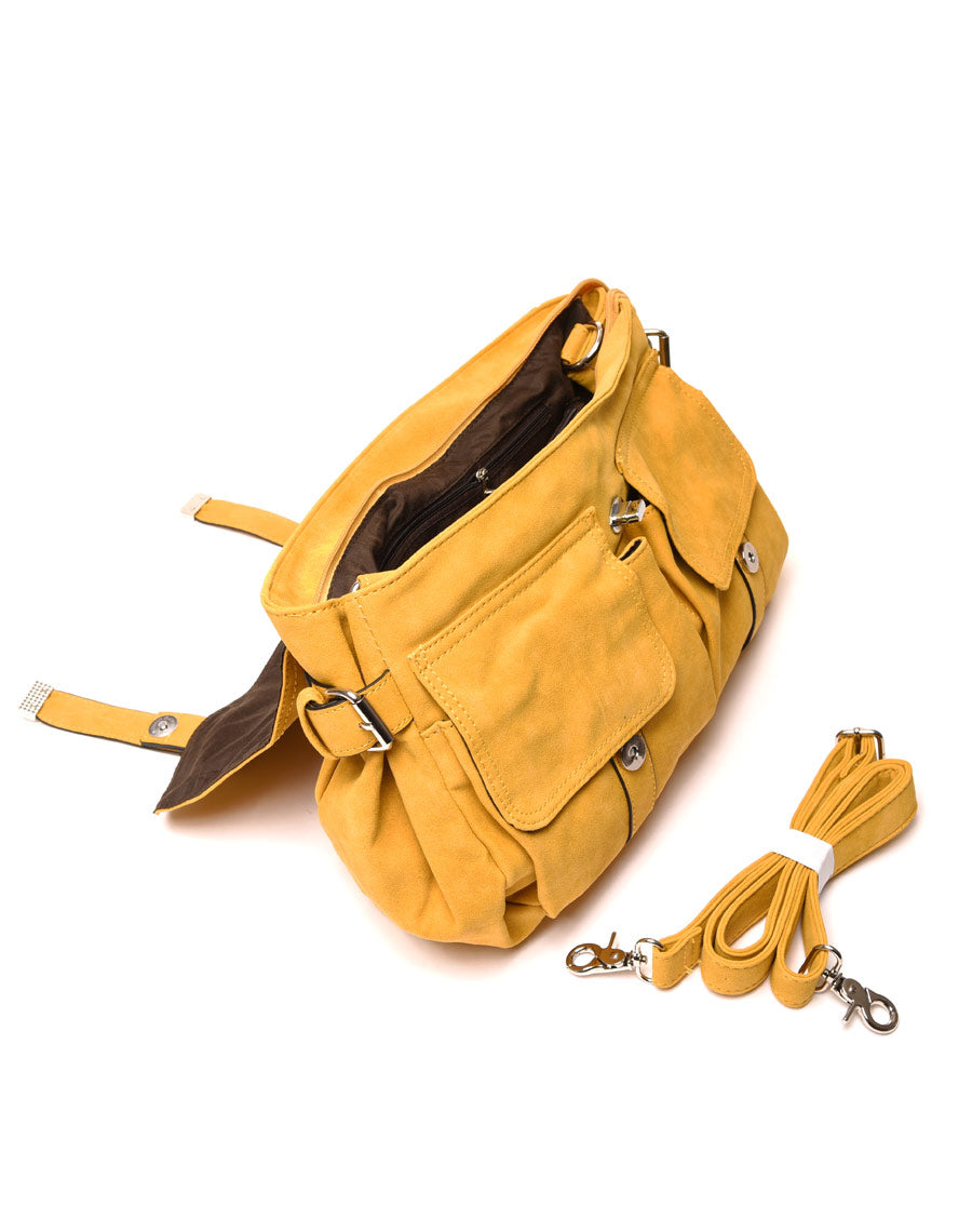 Sac cartable jaune moutarde