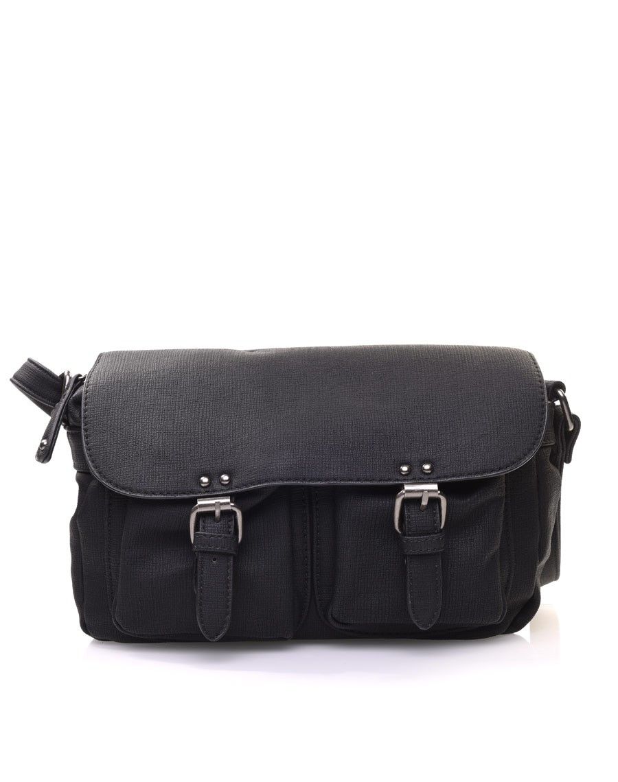 Sac cartable noir croisé