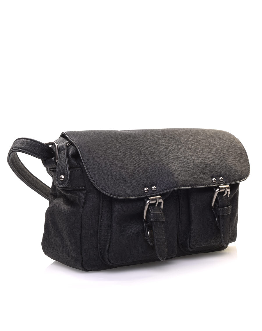 Sac cartable noir croisé