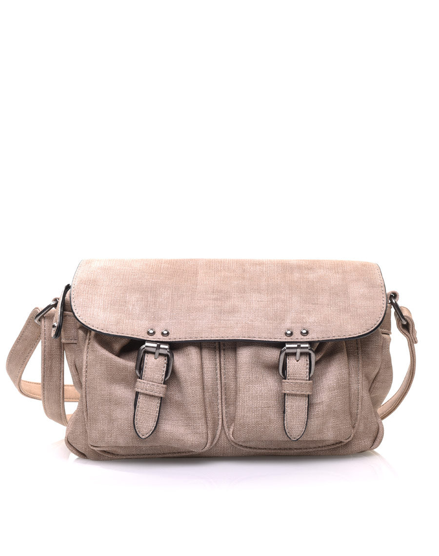 Sac cartable taupe croisé