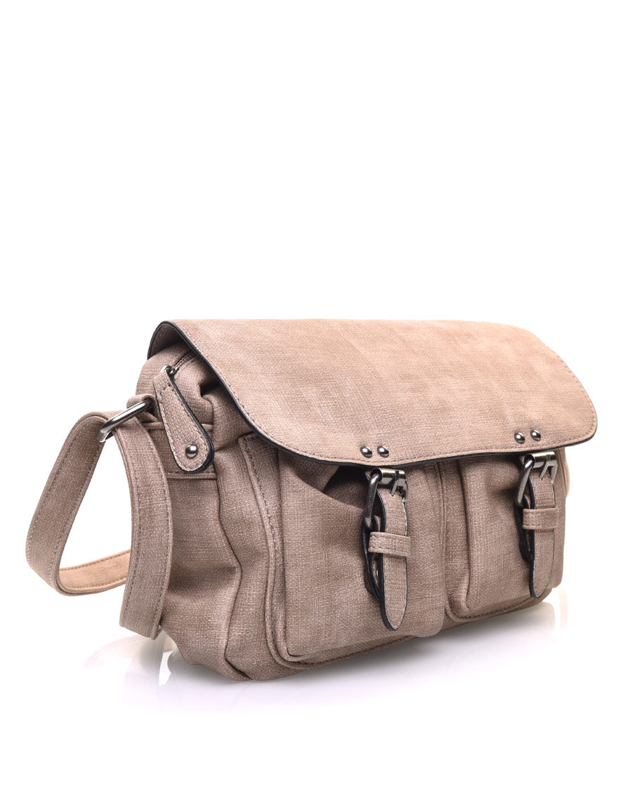 Sac cartable taupe croisé