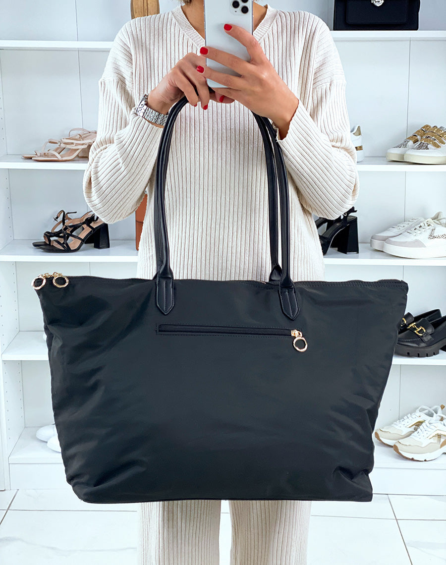 Sac de voyage noir effet nylon