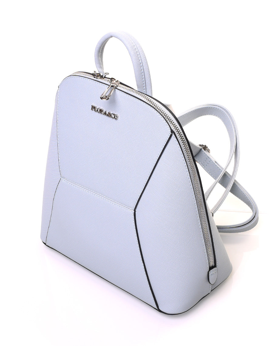 Sac à dos bleu clair arrondi à surpiqures géométriques